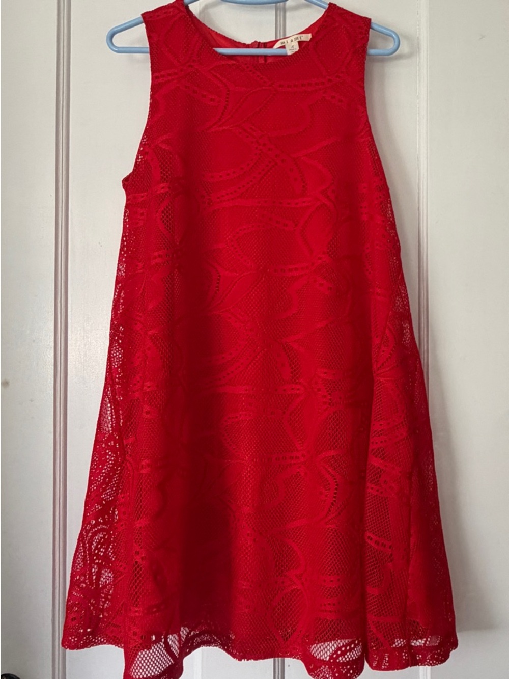 Miami Women’s Small Bright Red Lace Shift Dress Summer Sundress Vacation Outfit